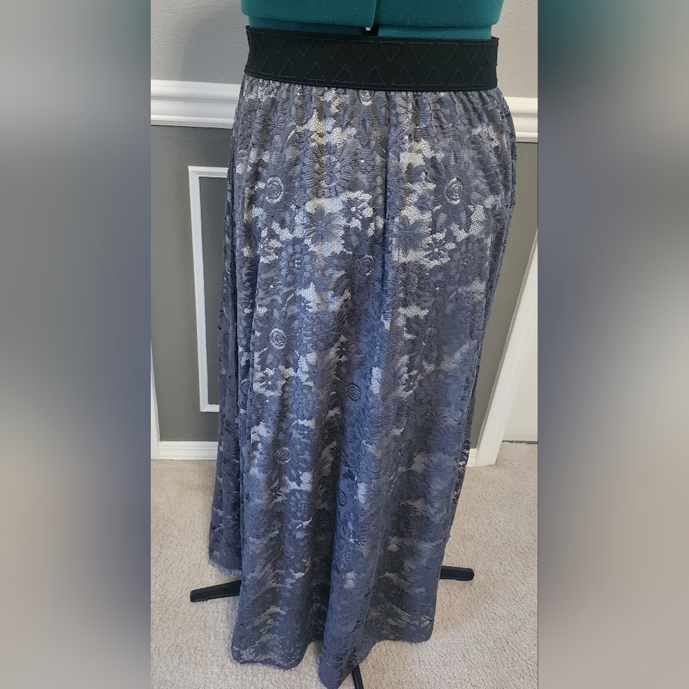 LuLaRoe Grey Maxi A-Line Skirt with Pleats